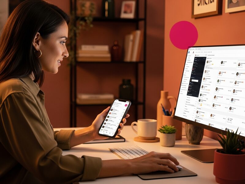 Community manager running a brand's social media channels from an office in Marrakech