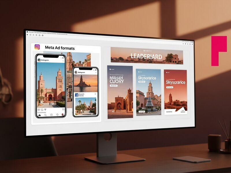 Meta and display ad creatives displayed side by side during A/B testing on screen