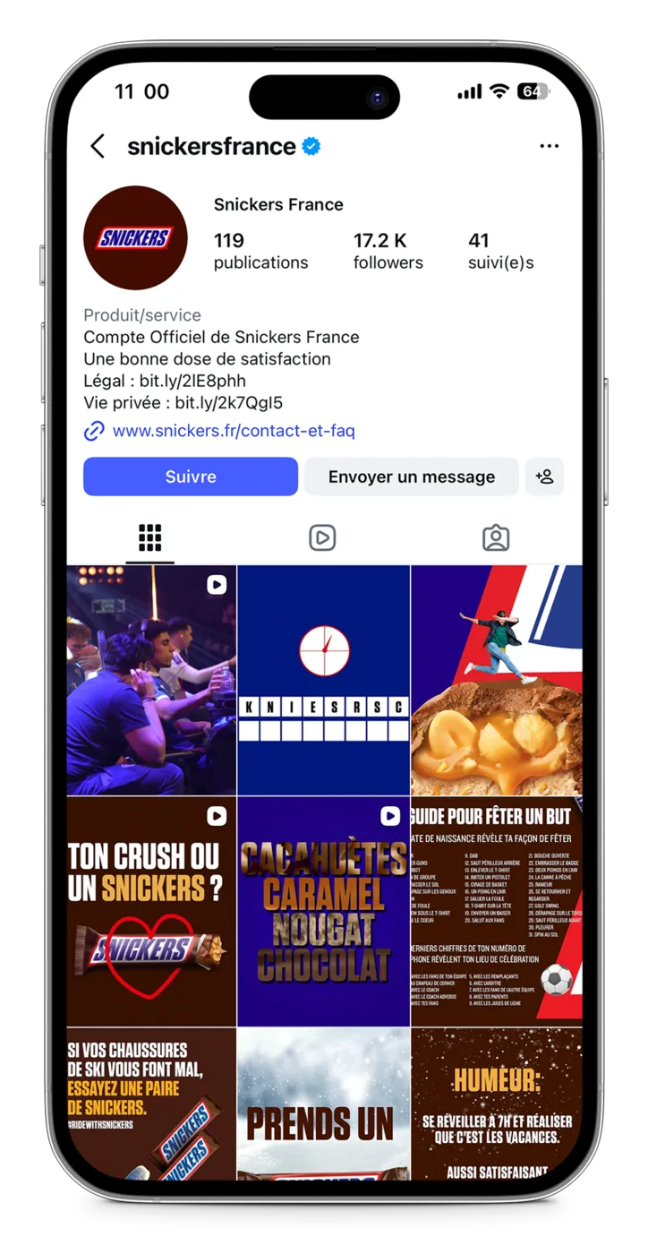 Social content and community management visuals created for the Snickers mass-market brand